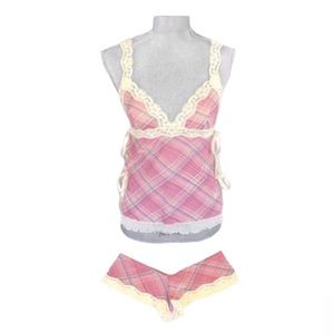 Honeydew Intimates Pink Plaid Camisole Set Size Large Brand New With Tags